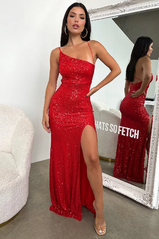 Ciara Maxi Dress - Red Sequin