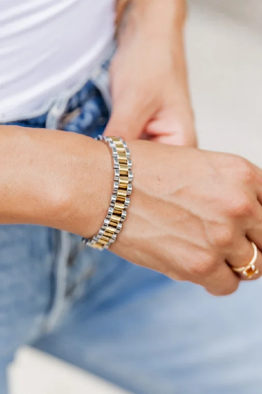 Timely Manner Silver and Gold Link Bracelet FINAL SALE