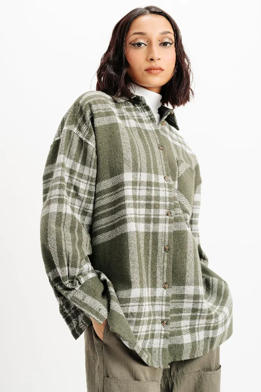 Oversized Green Checks Shirt