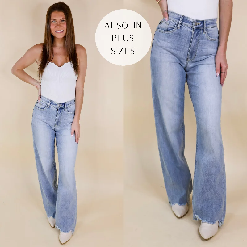 Last Chance Size 20W & 22W | Judy Blue | Fascinating Day Destroy Hem Straight Leg Jeans in Light Wash