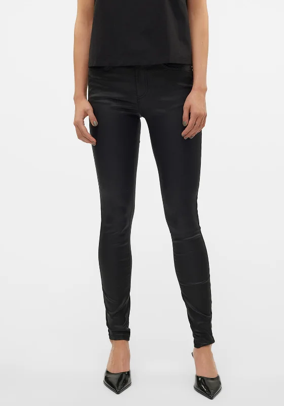 Vero Moda Flash Coated Skinny Jeans, Black