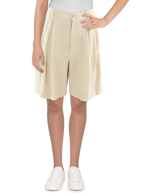 Womens High Rise Pleated High-Waist Shorts