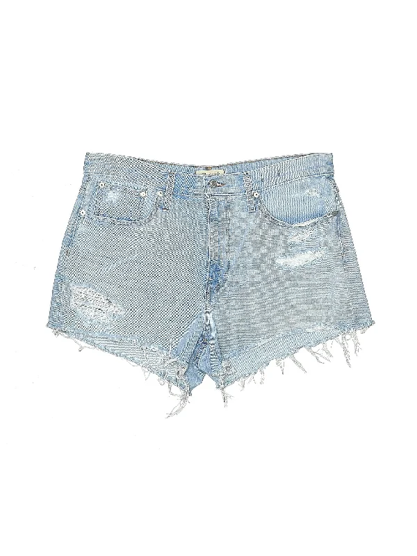 High-Rise Denim Shorts in Light Wash