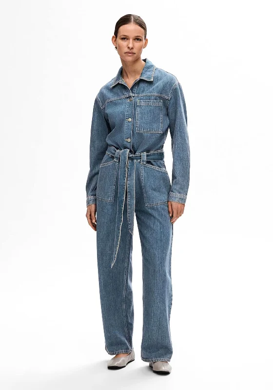 Selected Femme Marley Denim Jumpsuit, Mid Blue Denim