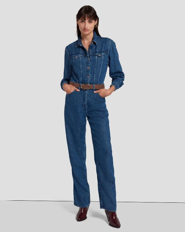 Western Denim Jumpsuit in Dolly