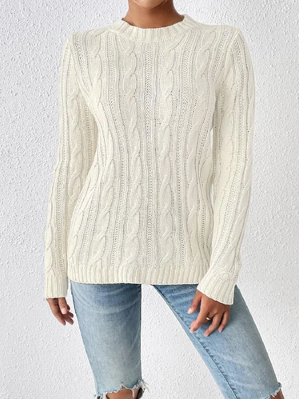 Cozy round neck cable-knit sweater