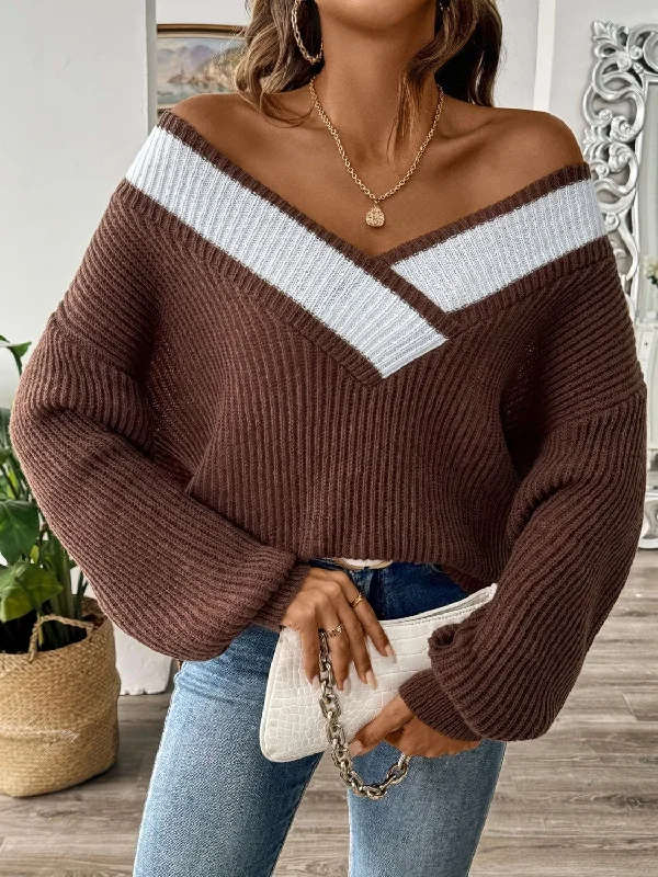 Color Block Long Sleeve Sweater