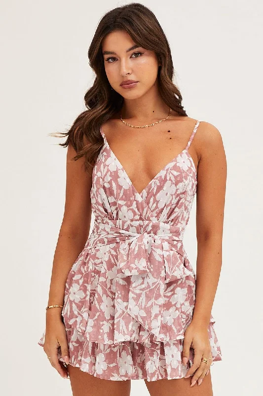 Print Layered Short Playsuit